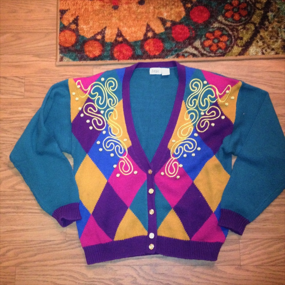 Vintage Retro Lucia festive retro cardigan sweater - Picture 2 of 8
